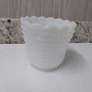 Fire-King  Anchor Hocking Hobnail Planter Vase Milk Glass
